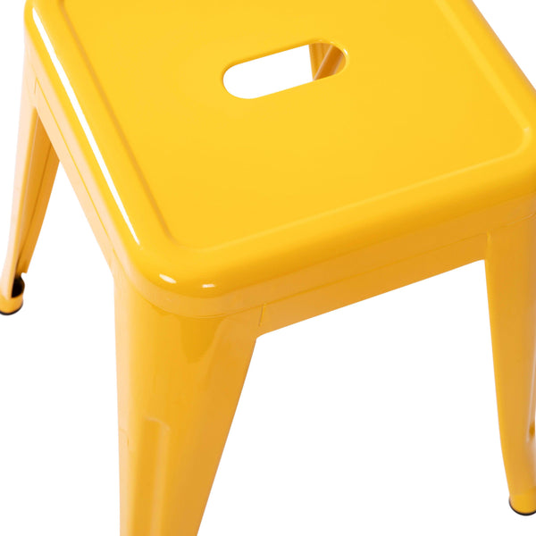 Yellow |#| 18 Inch Table Height Indoor Stackable Metal Dining Stool in Yellow-Set of 4