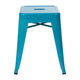 Teal |#| 18 Inch Table Height Indoor Stackable Metal Dining Stool in Teal-Set of 4