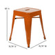 Orange |#| 18 Inch Table Height Indoor Stackable Metal Dining Stool in Orange-Set of 4