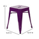 Purple |#| 18 Inch Table Height Indoor Stackable Metal Dining Stool in Purple-Set of 4