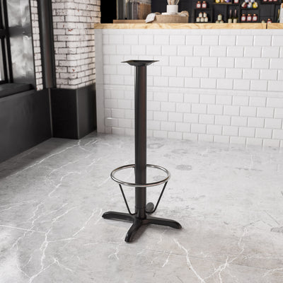 22'' x 22'' Restaurant Table X-Base with 3'' Dia. Bar Height Column and Foot Ring - View 2