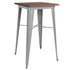 23.5" Square Metal Indoor Bar Height Table with Rustic Wood Top