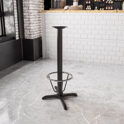 23.5'' x 29.5'' Restaurant Table X-Base with 3'' Dia. Bar Height Column and Foot Ring - View 2