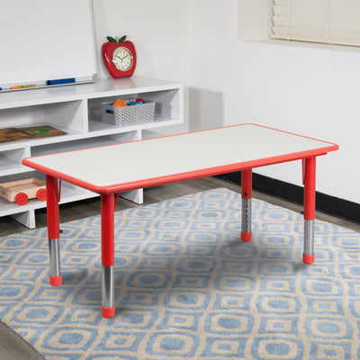 23.625"W x 47.25"L Rectangular Plastic Height Adjustable Activity Table - View 2