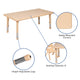 Natural |#| 24inchW x 48inchL Rectangle Natural Plastic Adjustable Activity Table Set - 4 Chairs