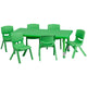 Green |#| 24inchW x 48inchL REC Green Plastic Height Adjustable Activity Table Set - 6 Chairs