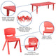 Red |#| 24inchW x 48inchL REC Red Plastic Height Adjustable Activity Table Set - 6 Chairs