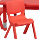 Red |#| 24inchW x 48inchL REC Red Plastic Height Adjustable Activity Table Set - 6 Chairs