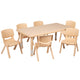 Natural |#| 24inchW x 48inchL Rectangle Natural Plastic Adjustable Activity Table Set - 6 Chairs