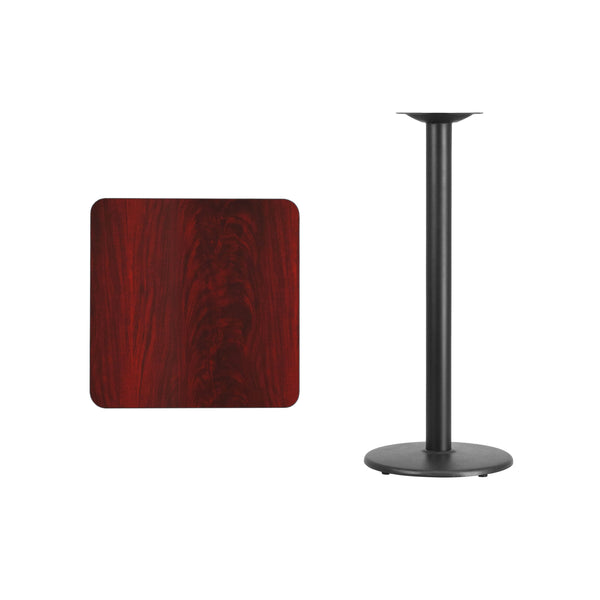 Natural |#| 24inch Square Natural Laminate Table Top with 18inch Round Bar Height Table Base