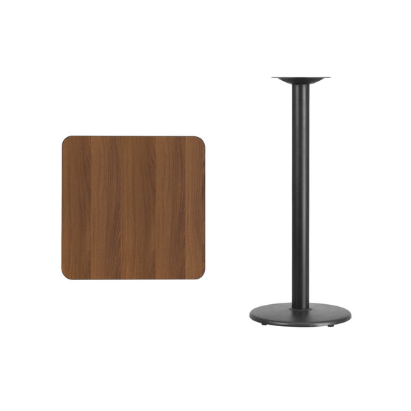 Black |#| 24inch Square Black Laminate Table Top with 18inch Round Bar Height Table Base