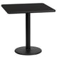 Black |#| 24inch Square Black Laminate Table Top with 18inch Round Table Height Base