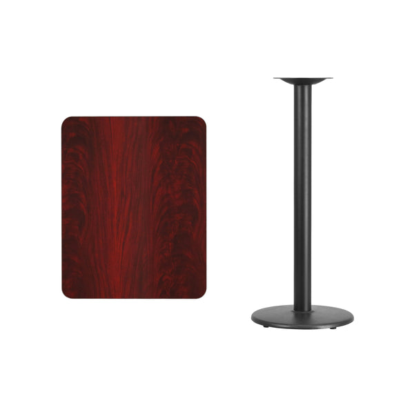 Black |#| 24inch x 30inch Rectangular Black Laminate Table Top & 18inch RD Bar Height Table Base