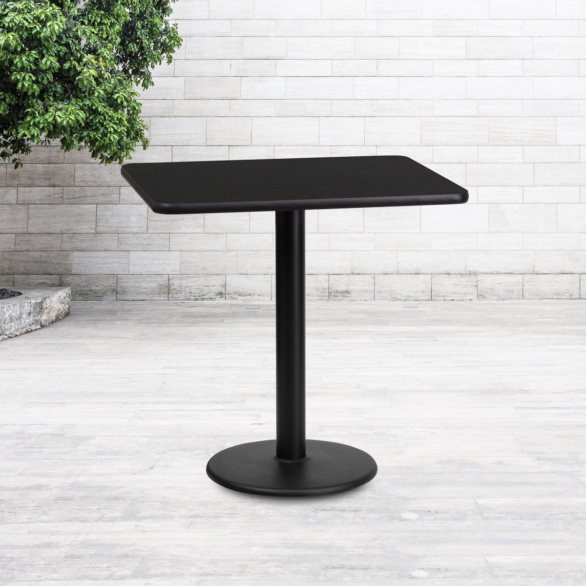 Black |#| 24inch x 30inch Rectangular Black Laminate Table Top with 18inch Round Table Height Base