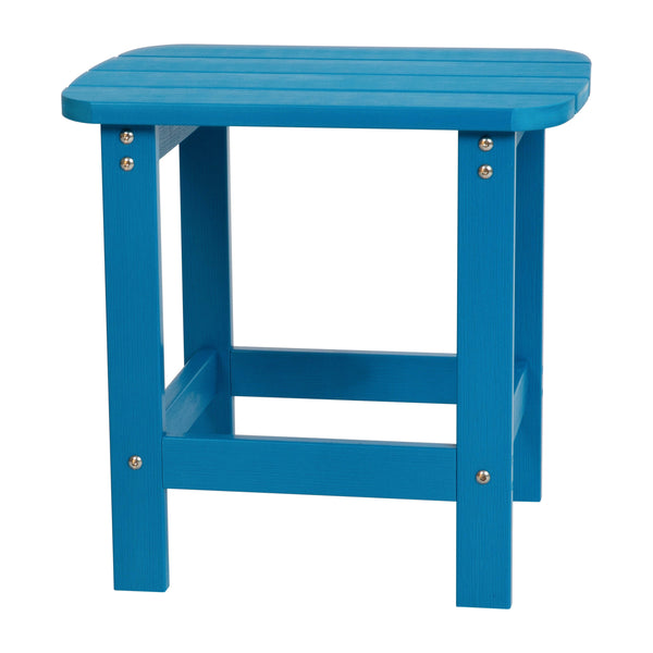 Blue |#| Indoor/Outdoor Adirondack Style Side Table and 2 Chair Set in Blue