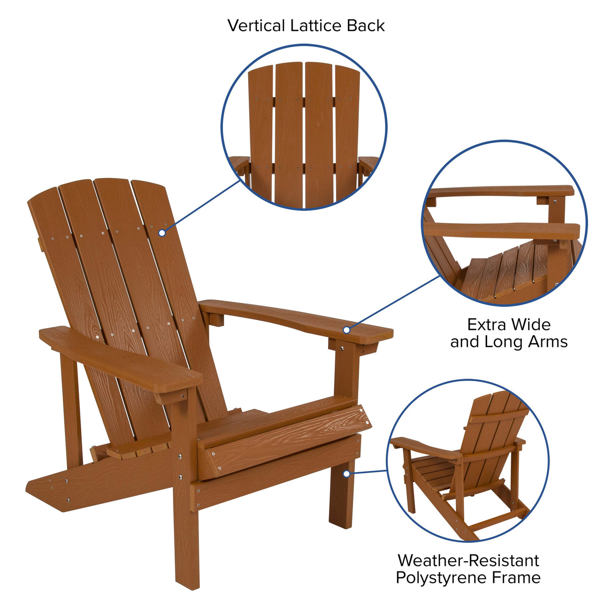 Teak |#| Indoor/Outdoor Adirondack Style Side Table and 2 Chair Set in Teak