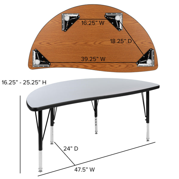 Grey |#| 2 Piece 47.5inch Circle Flexible Grey Kids Adjustable Activity Table Set