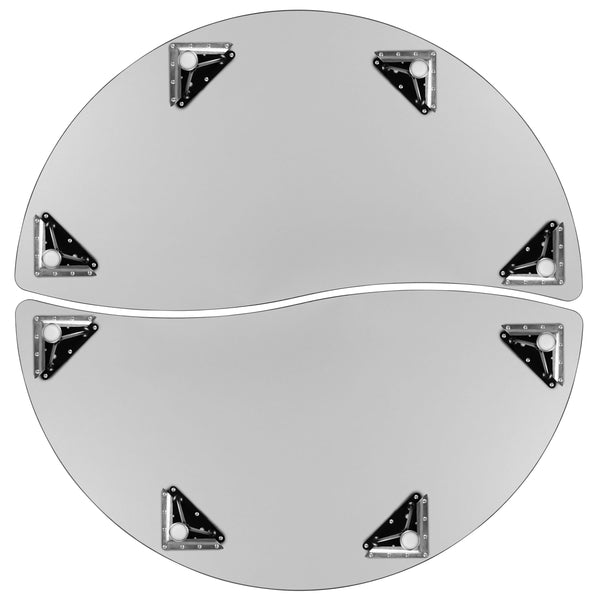 Oak |#| 2 Piece 60inch Circle Wave Flexible Oak Adjustable Activity Table Set