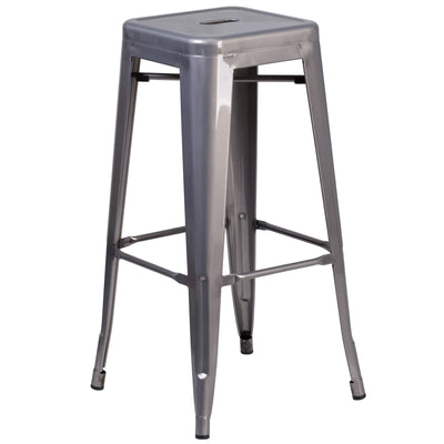 30'' High Backless Metal Indoor Barstool with Square Seat