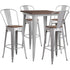 31.5" Square Metal Bar Table Set with Wood Top and 4 Stools