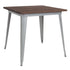 31.5" Square Metal Indoor Table with Rustic Wood Top
