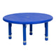 Blue |#| 33inch Round Blue Plastic Height Adjustable Activity Table