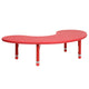 Red |#| 35inchW x 65inchL Half-Moon Red Plastic Height Adjustable Activity Table