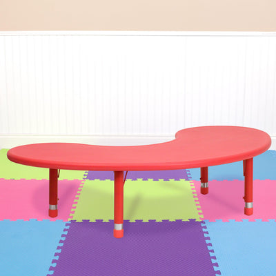 35"W x 65"L Half-Moon Plastic Height Adjustable Activity Table - View 2