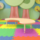 Natural |#| 35inchWx65inchL Half-Moon Natural Plastic Adjustable Activity Table-School Table for 8