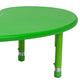 Green |#| 35inchW x 65inchL Half-Moon Green Plastic Height Adjustable Activity Table