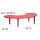 Red |#| 35inchW x 65inchL Half-Moon Red Plastic Height Adjustable Activity Table