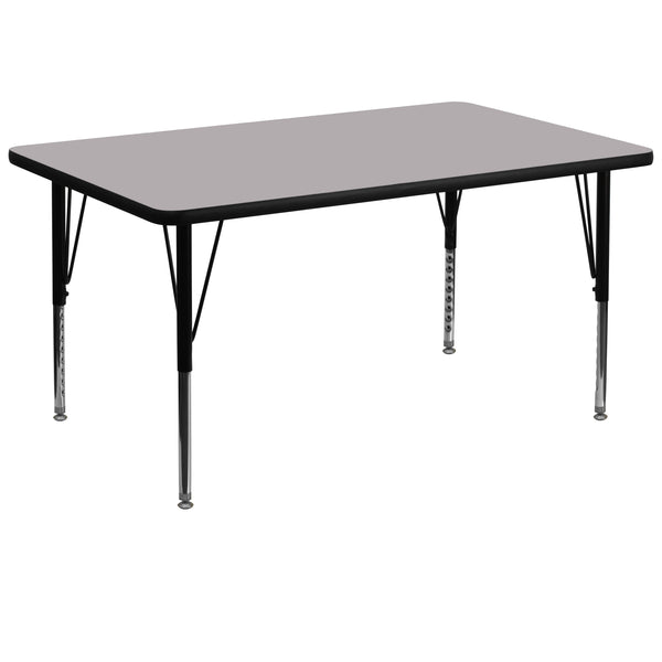 Gray |#| 36inchW x 72inchL Rectangular Grey Thermal Laminate Adjustable Activity Table