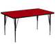 Red |#| 36inchW x 72inchL Rectangular Red Thermal Laminate Adjustable Activity Table