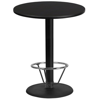 36'' Round Laminate Table Top with 24'' Round Bar Height Table Base and Foot Ring