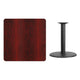 Mahogany |#| 36inch Square Mahogany Laminate Table Top with 24inch Round Table Height Base