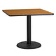 Natural |#| 36inch Square Natural Laminate Table Top with 24inch Round Table Height Base