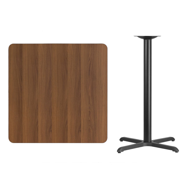 Black |#| 36inch Square Black Laminate Table Top with 30inch x 30inch Bar Height Table Base