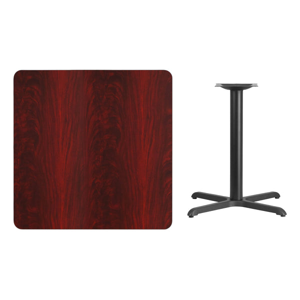 Walnut |#| 36inch Square Walnut Laminate Table Top with 30inch x 30inch Table Height Base