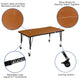Oak |#| 3PC Mobile 76inch Oval Wave Flexible Oak Kids Adjustable Activity Table Set