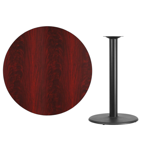 Natural |#| 42inch Round Natural Laminate Table Top with 24inch Round Bar Height Table Base