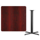 Mahogany |#| 42inch Square Mahogany Laminate Table Top with 33inch x 33inch Bar Height Table Base