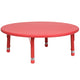 Red |#| 45inch Round Red Plastic Height Adjustable Activity Table