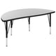 Grey |#| 47.5inch Circle Wave Activity Table Set with 14inch Student Stack Chairs, Grey/Black