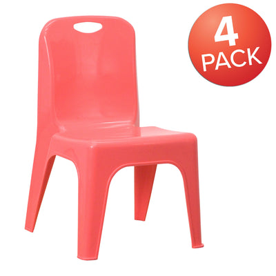 4 Pack Plastic Stackable School Chair with Carrying Handle and 11'' Seat Height