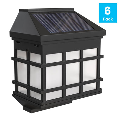 6 Pack Wall Mount LED Solar Lights - Weather Resistant Decorative Solar Powered Lights - Deck and Fencing Solar Lights