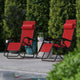 Red |#| 2 Pack Adjustable Mesh Zero Gravity Lounge Chair with Cup Holder Tray - Red