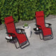 Red |#| 2 Pack Adjustable Mesh Zero Gravity Lounge Chair with Cup Holder Tray - Red