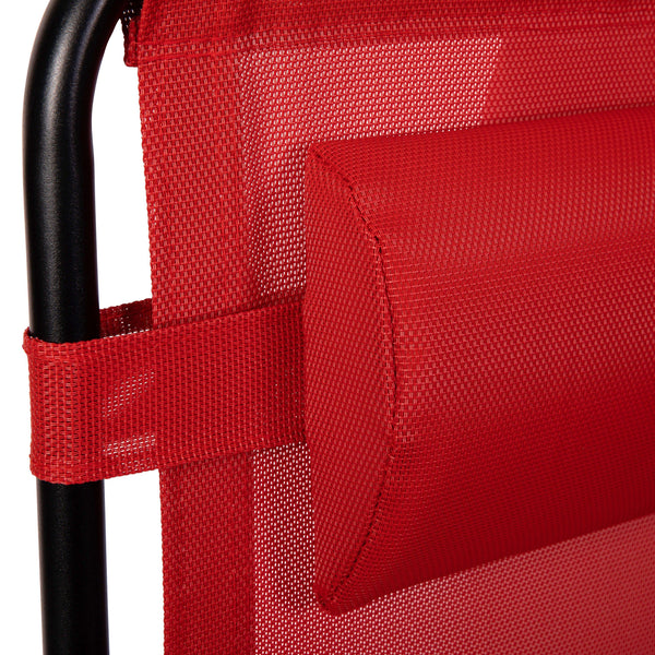 Red |#| 2 Pack Adjustable Mesh Zero Gravity Lounge Chair with Cup Holder Tray - Red