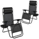 Black |#| 2 Pack Adjustable Mesh Zero Gravity Lounge Chair with Cup Holder Tray - Black
