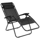 Black |#| 2 Pack Adjustable Mesh Zero Gravity Lounge Chair with Cup Holder Tray - Black